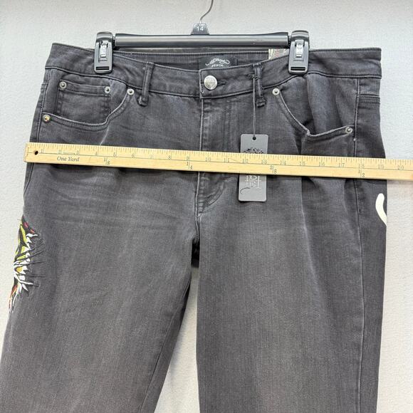 Ed Hardy Jeans Women's 32 (14) Black Embroidered Tiger Slim Flare Y2K Streetwear - Picture 13 of 16